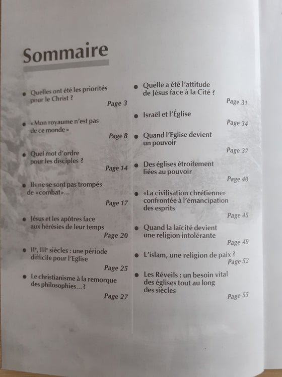 Document Expériences n.125 Quelles priorités le Christ a-t-il définies ?