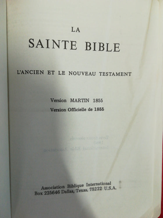 La Sainte Bible (version Martin 1855)