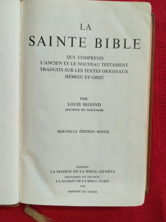 La Sainte Bible, traduction Louis Second