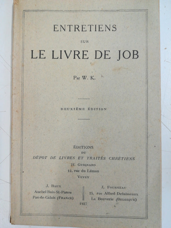 Entretiens sur le livre de Job