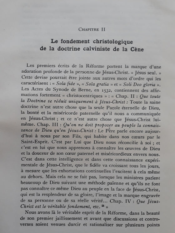 La Doctrine Calviniste de la Sainte Cène