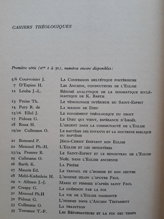 Cahiers Théologique 51 - L'humanité de Calvin