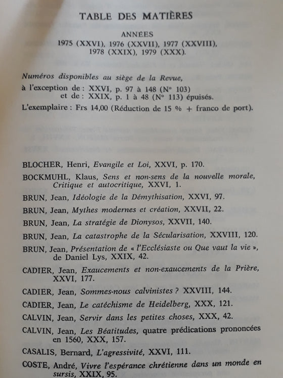 La revue réformée #120 1979/4