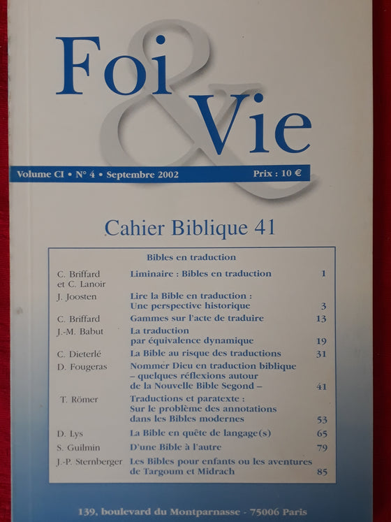 Foi et vie - Cahier biblique 41