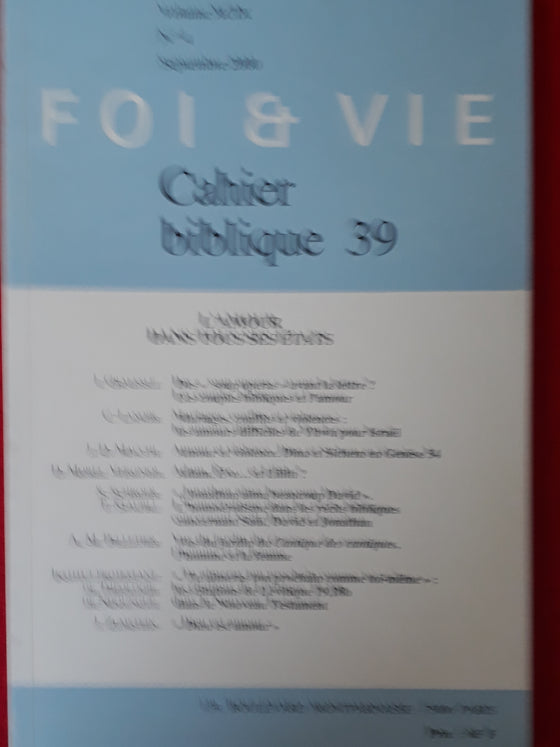 Foi et vie - Cahier biblique 39