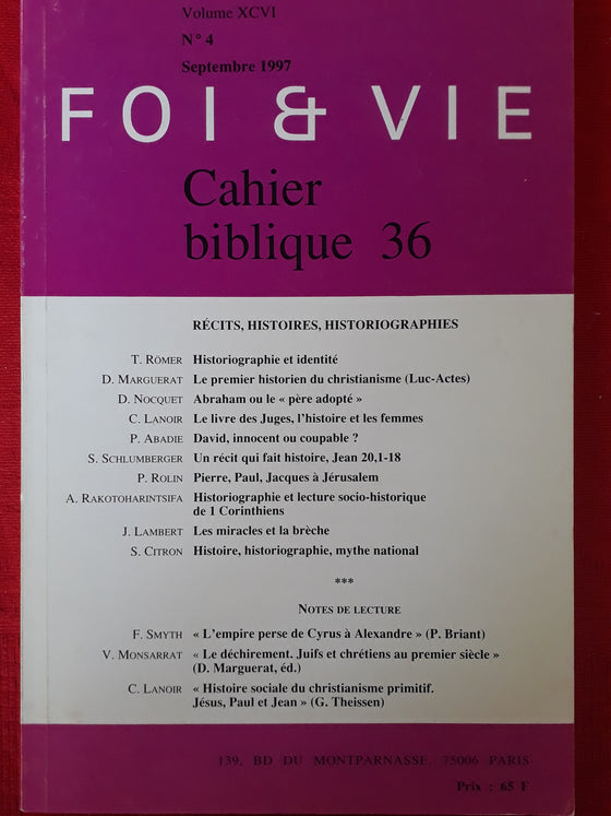 Foi et vie - Cahier biblique 36