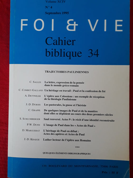 Foi et vie - Cahier biblique 34