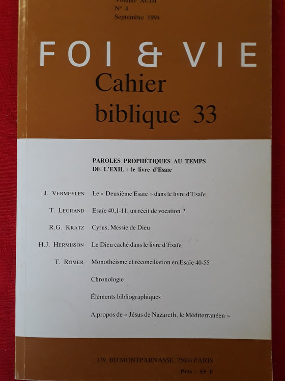 Foi et vie - Cahier biblique 33