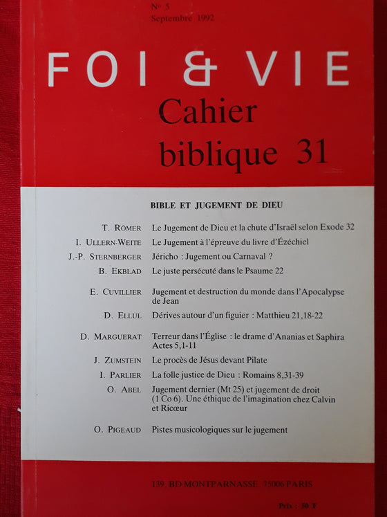 Foi et vie - Cahier biblique 31
