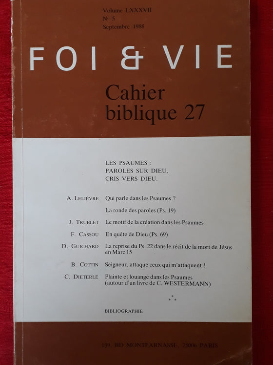 Foi et vie - Cahier biblique 27