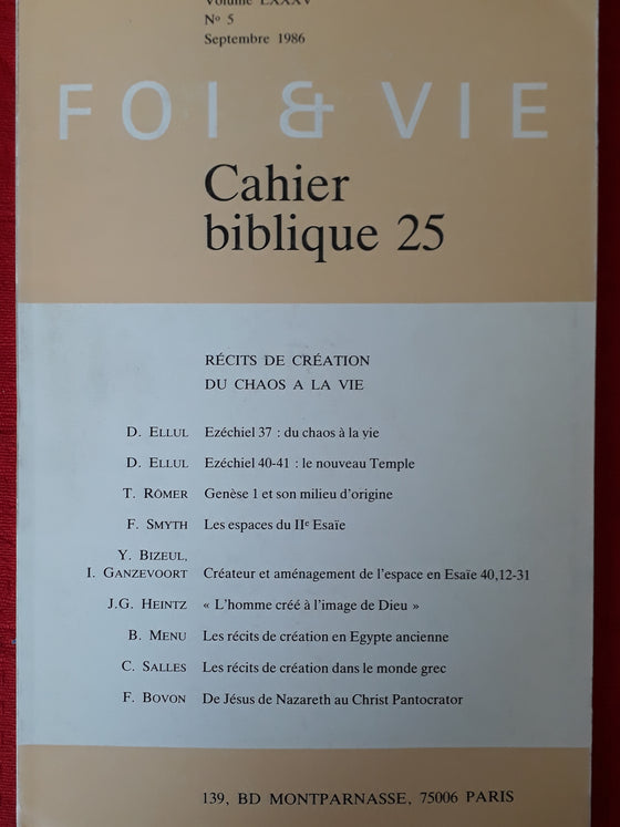 Foi et vie - Cahiers bibliques 25