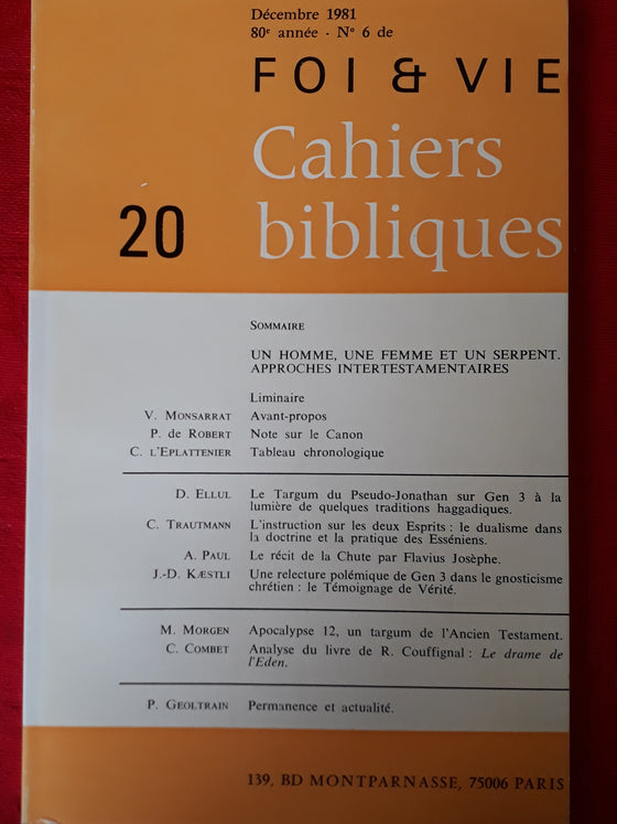 Foi et vie - Cahiers bibliques 20