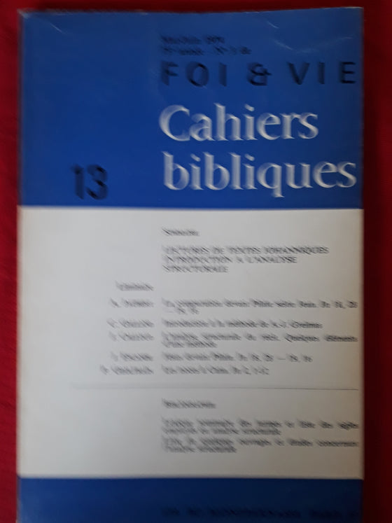 Foi et vie - Cahiers bibliques 13