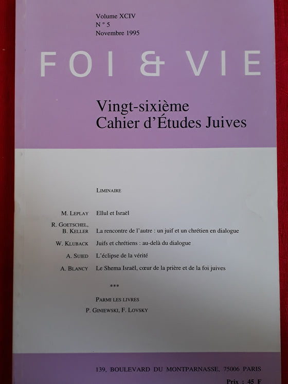 Foi et Vie - Cahier d'études juives 26