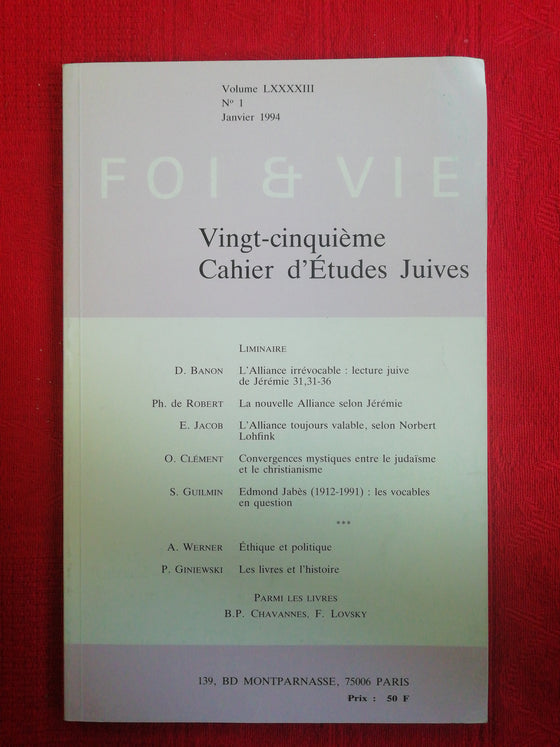 Foi et Vie - Cahier d'études juives 25