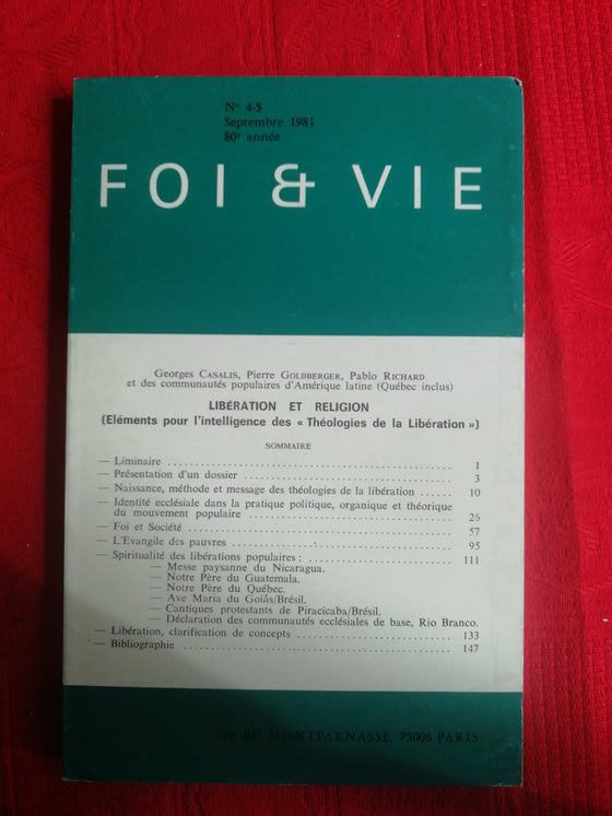 Foi et Vie - 4/5 Septembre 1981