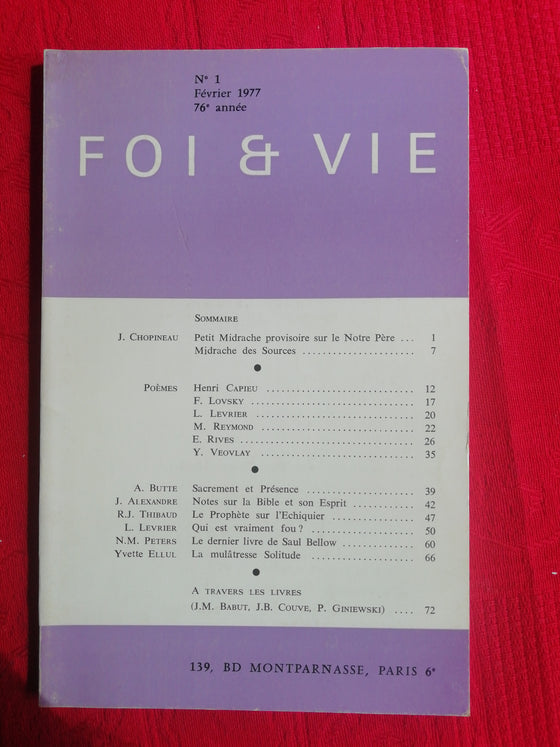 Foi et Vie - 1 Février 1977