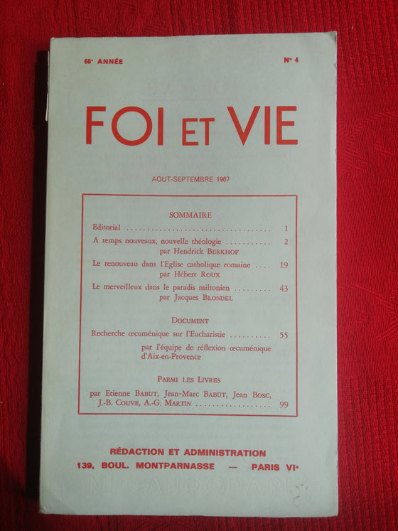 Foi et Vie - 4 Août-Septembre 1967