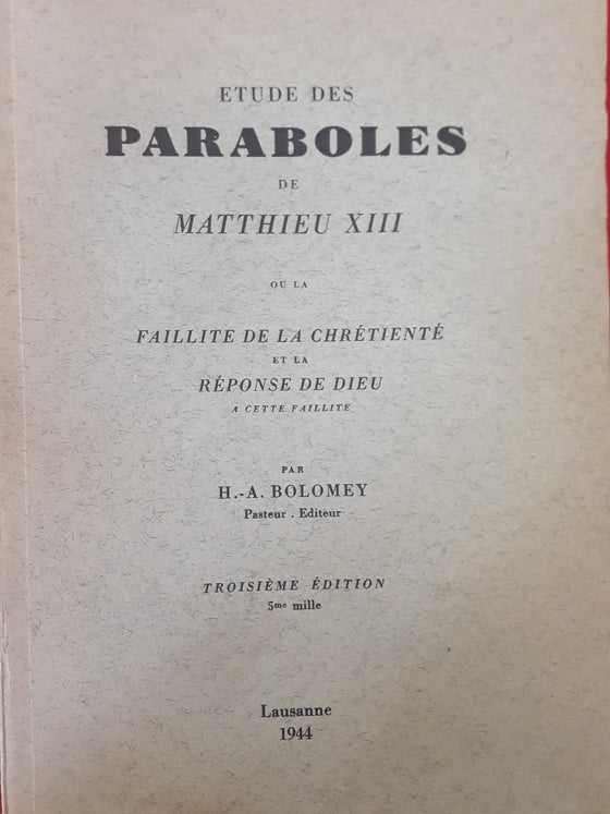 Etudes des paraboles de Matthieu XIII