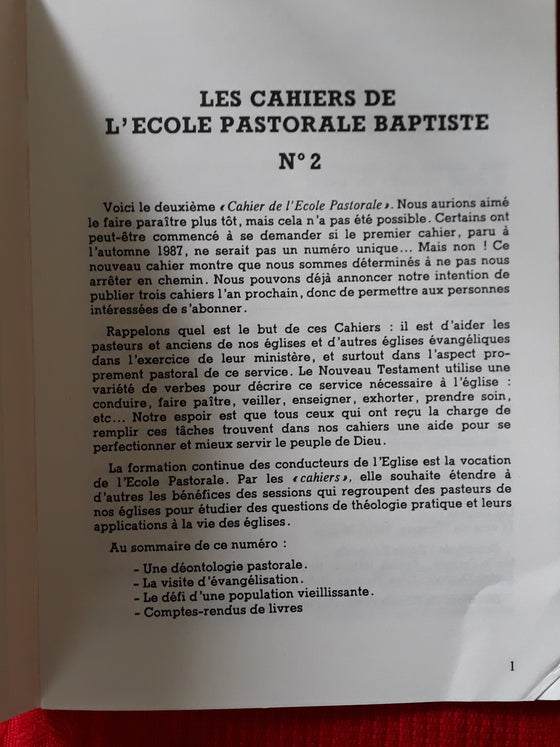 Les cahiers de l’école pastorale baptiste n.2