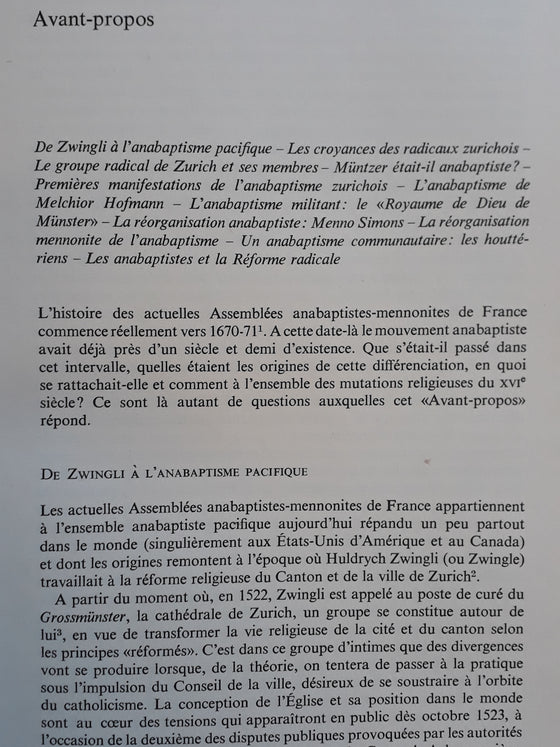 Les assemblées Anabaptistes-Mennonites de France (séculier)