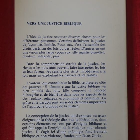 Vers une justice biblique vol.1 1985 Les cahiers de Christ seul