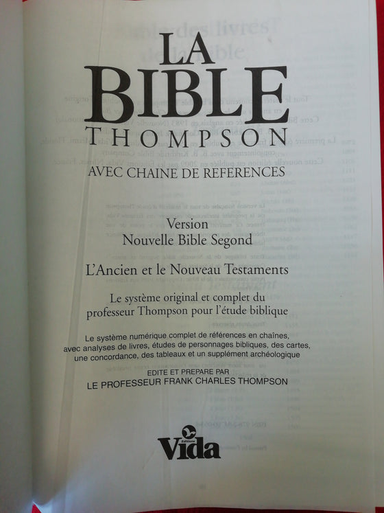 Bible d’étude Thompson NBS (Nouvelle Bible Segond) Noire rigide