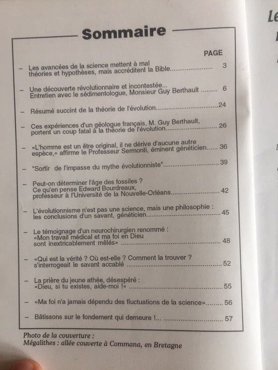 Document Expériences n.102 Les expériences scientifiques les plus récentes accréditent la Bible