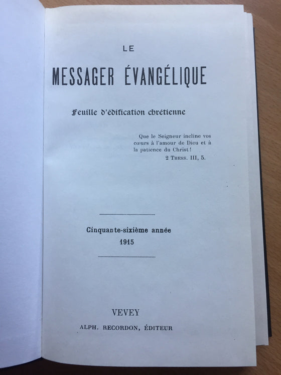 Le messager évangélique 1915