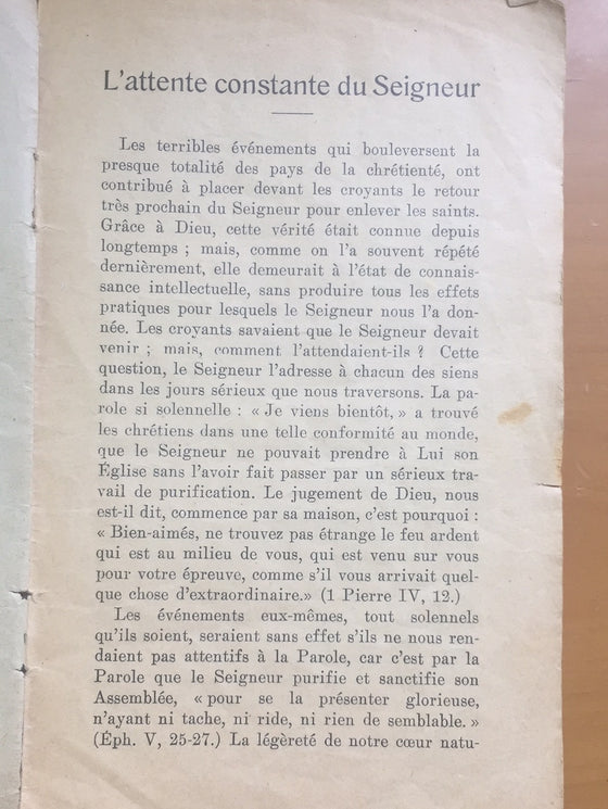 L'attente constante du Seigneur