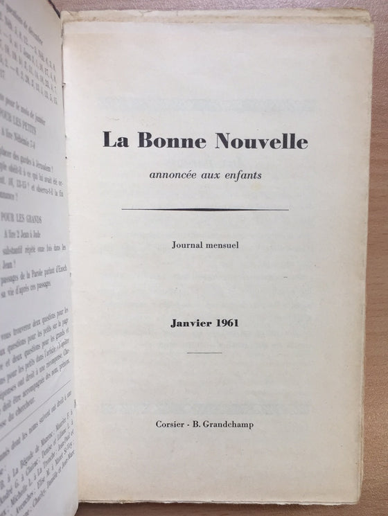 La Bonne Nouvelle annoncée aux enfants 1961