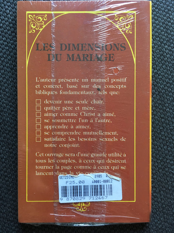 Les dimensions du mariage (en rupture chez l’editeur!) - ChezCarpus.com