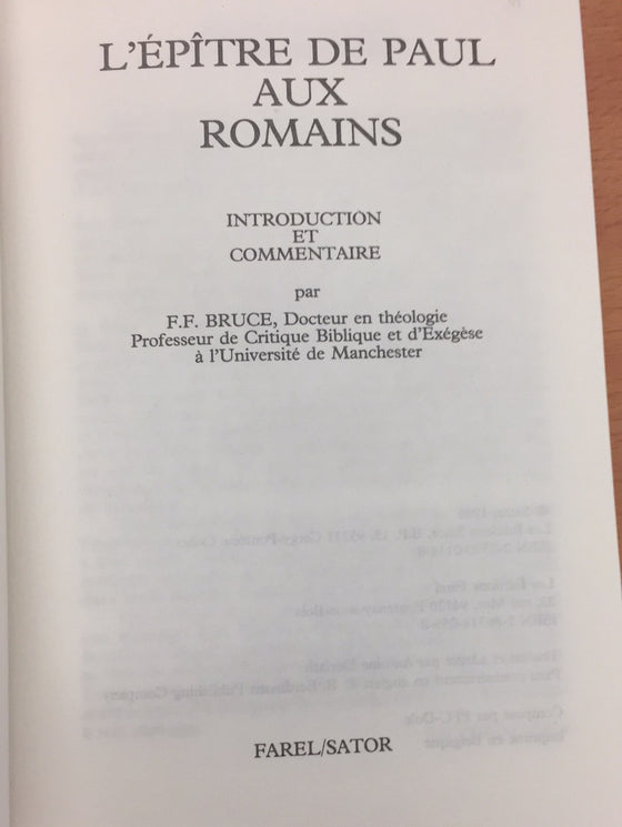 L'Epître aux Romains - Commentaire Sator