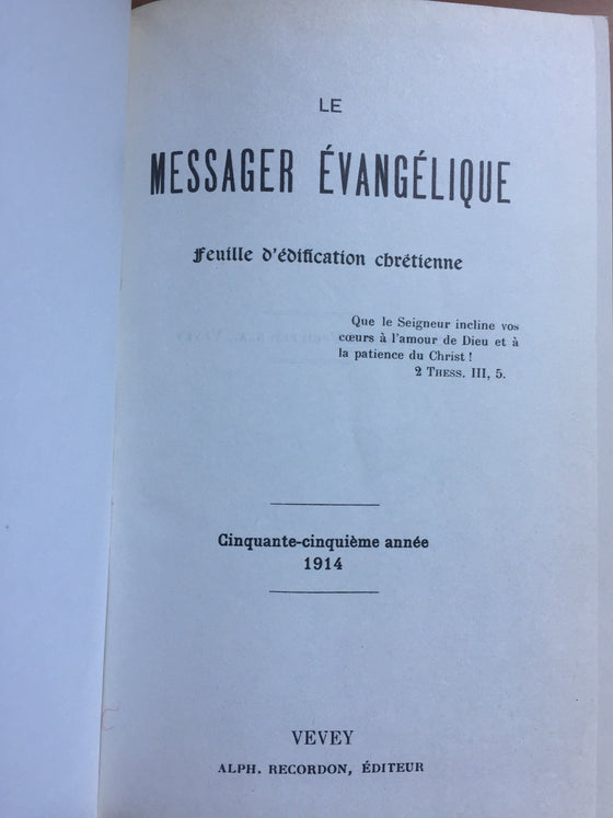 Le messager évangélique 1914