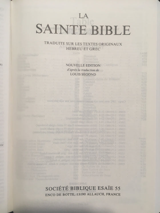 La Sainte Bible (traduction Esaie 55) - ChezCarpus.com