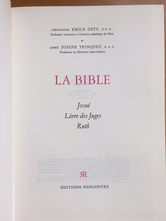 La Bible: Josué, Livre des Juges, Ruth (catholique)