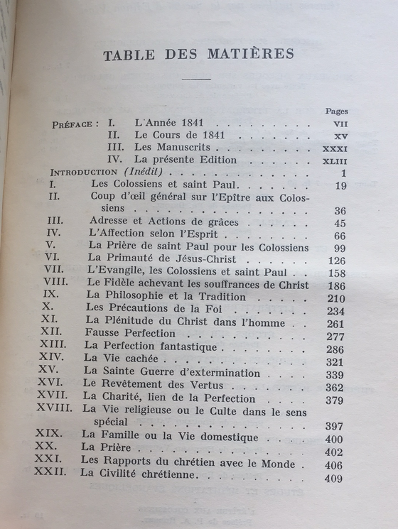 Études et méditations évangéliques, l’épître aux Colossiens (TOME I)