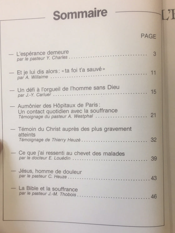 Document Expériences n.60 Face à la souffrance