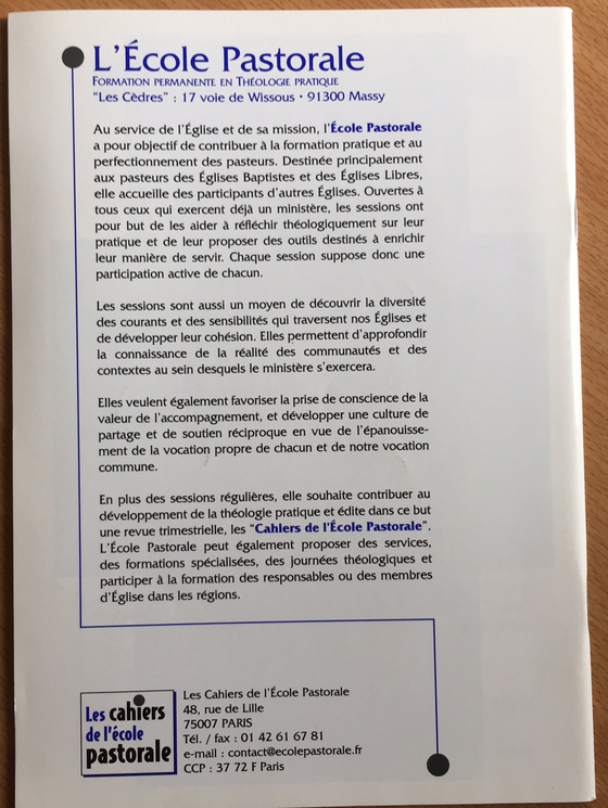 Les cahiers de l’école pastorale - 1er trimestre 2003 vol.47