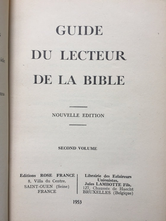 Guide du lecteur de la Bible (vol 2)