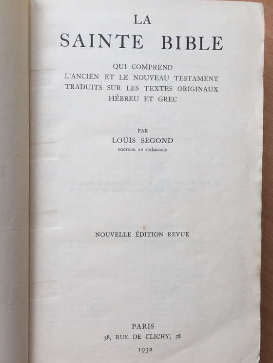 La Sainte Bible 1932