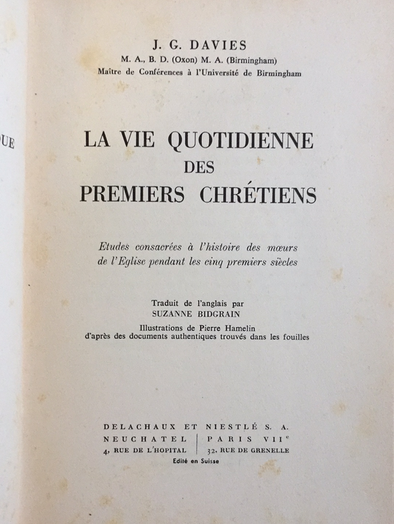 La vie quotidienne des premiers chrétiens