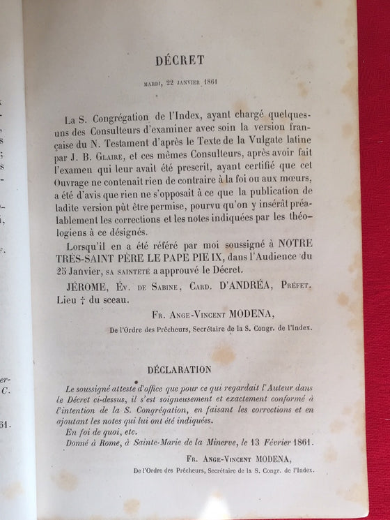 Nouveau Testament Selon La Vulgate - Traduite en Français