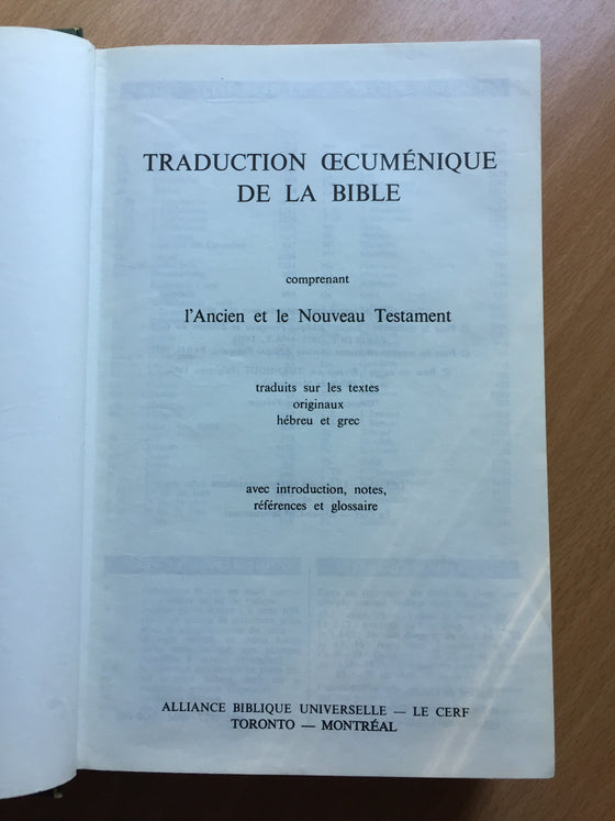 La Bible traduction œcuménique