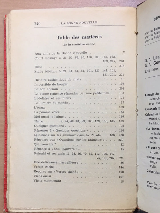 La Bonne Nouvelle annoncée aux enfants 1960