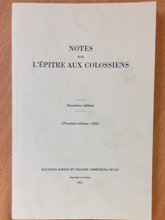 Notes sur l’épître aux Colossiens