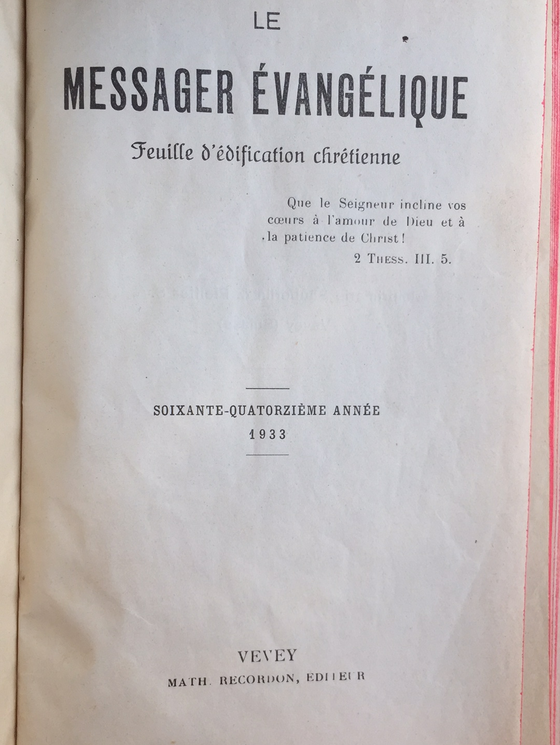 Le messager évangélique 1933