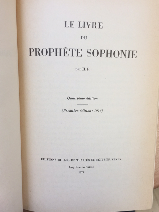 Le livre du prophète Sophonie