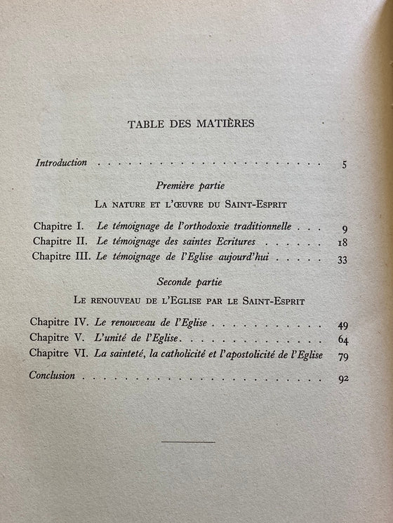 Le Saint-Esprit et le renouveau de l'Eglise