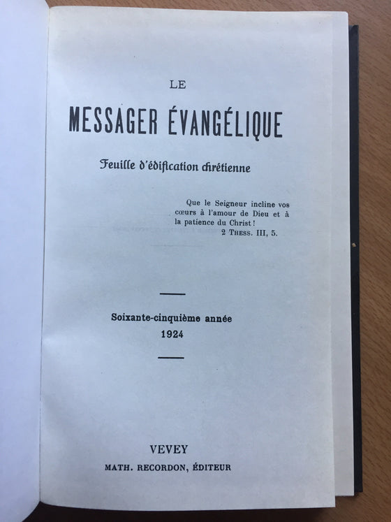 Le messager évangélique 1924